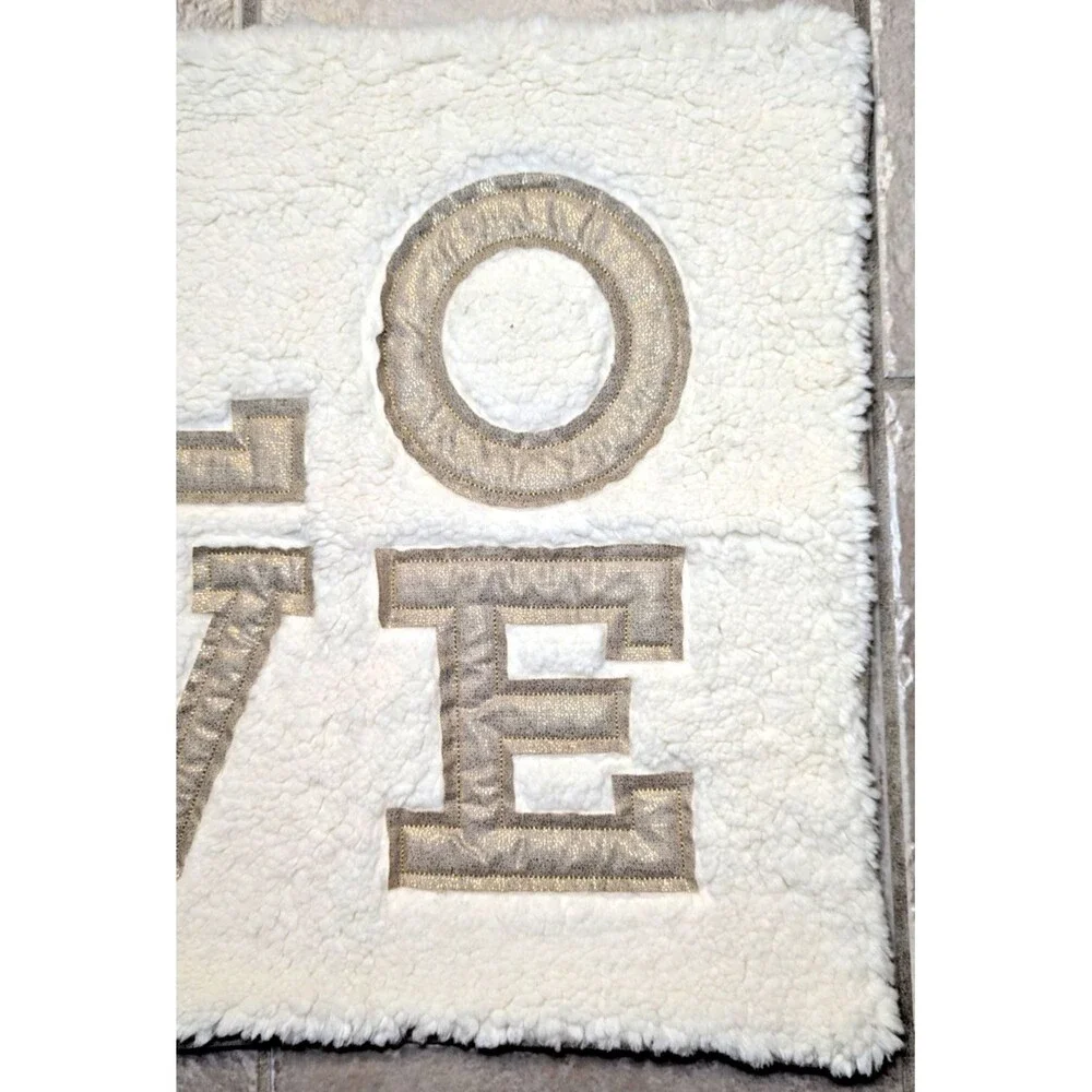 Pottery Barn Love Sherpa Pillow Case Sham Tan White 20-in Sq. Zippered Gift NWT